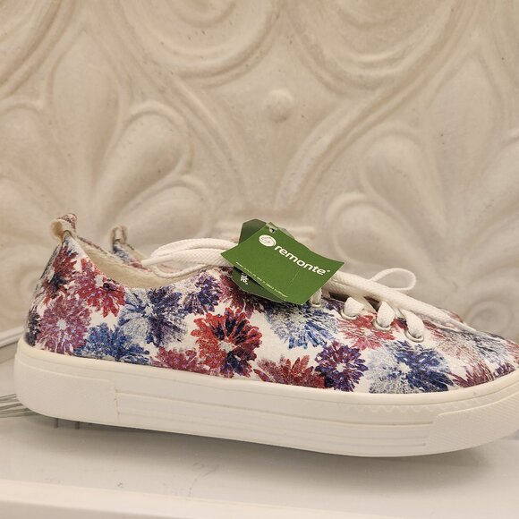 Remonte Shoes - Remonte Red, Blue, Purple Floral Sneakers Vibrant Canvas Design. NWT. Size 9